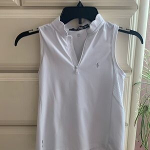White sleeveless polo shirt